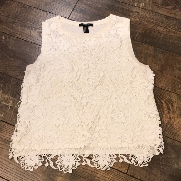Forever 21 Tops - White Floral Lace Tank